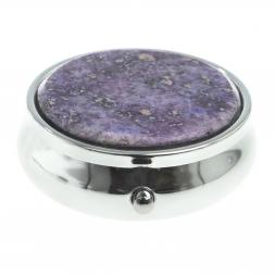 Таблетница на 3 отсека фиолетовый флюорит цвет серебро