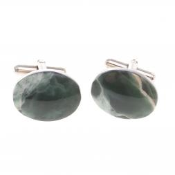 Запонки камень офит овальные