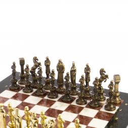 Шахматы &amp;quot;Ренессанс&amp;quot; доска 36х36 см мрамор, лемезит фигуры цвет бронза-золото