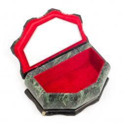 Шкатулка из камня "Домик" малая змеевик 14х9х7,5 см