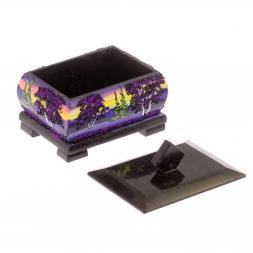 Шкатулка из черного змеевика &amp;quot;Рассвет&amp;quot; 12х10х9,5 см