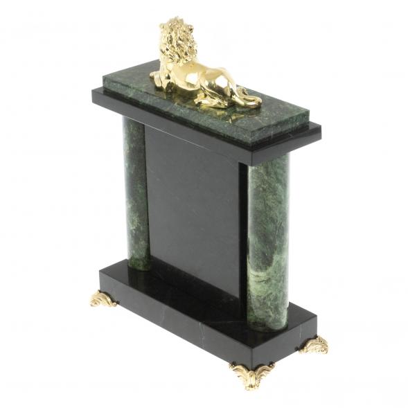 Настольные часы &amp;quot;Лев&amp;quot; из шабровского змеевика 127146