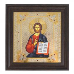 Икона гравюра &amp;quot;Спаситель&amp;quot; багет 22,5х23,5х2 см Златоуст