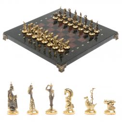 Шахматы "Итальянская война" фигуры бронза доска 28х28 см из лемезита
