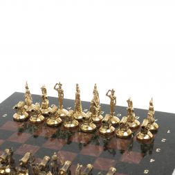 Шахматы "Итальянская война" фигуры бронза доска 28х28 см из лемезита