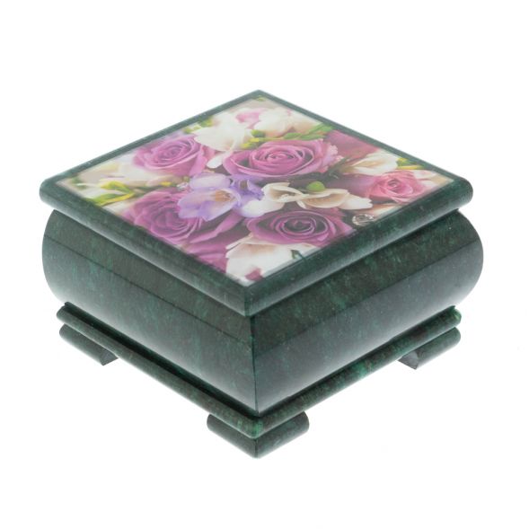 Шкатулка &amp;quot;Букет Роз&amp;quot; камень змеевик 13х13х8 см 128333