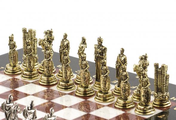 Шахматы настольные &amp;quot;Троянская война&amp;quot; 28х28 см камень лемезит мрамор 120748