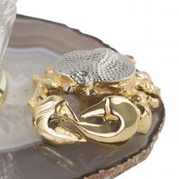 Подарочная икорница "Краб" на агате Златоуст