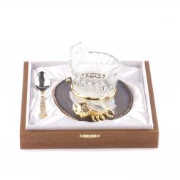 Подарочная икорница "Краб" на агате Златоуст