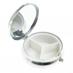 Таблетница с делителем на 3 отсека камень жадеит цвет серебро