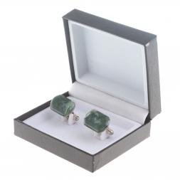 Запонки камень офит закругленные