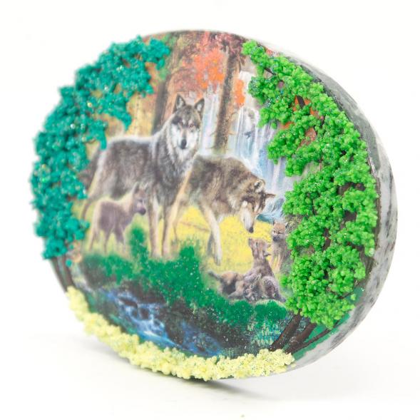 Панно из камня на подставке &amp;quot;Волчья семья&amp;quot; 116891