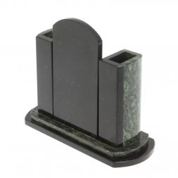 Настольные часы с карандашницей "Герб России" из шабровского змеевика