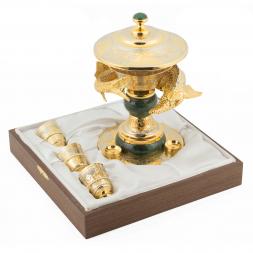 Икорница &amp;quot;Осетр со стопками&amp;quot; из нефрита Златоуст