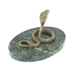 Статуэтка &amp;quot;Королевская кобра&amp;quot; на подставке из шабровского змеевика