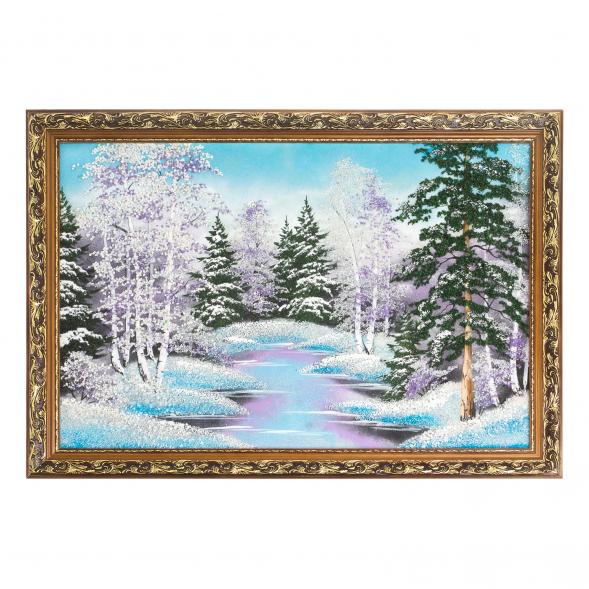 Картина &amp;quot;Зима&amp;quot; багет 46х66 см, каменная крошка 119660