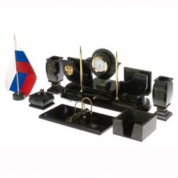 Письменный набор &amp;quot;Директор&amp;quot; камень змеевик 9 предметов