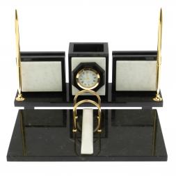 Настольный набор &amp;quot;Офисный&amp;quot; для канцелярских принадлежностей камень мрамор