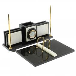 Настольный набор &amp;quot;Офисный&amp;quot; для канцелярских принадлежностей камень мрамор