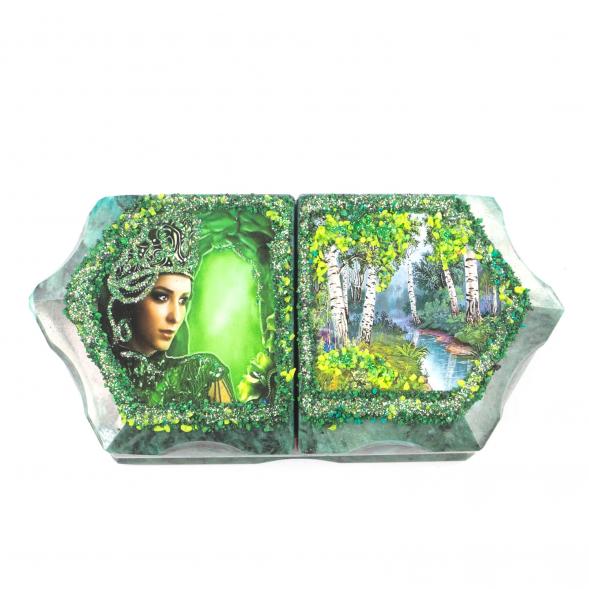 Шкатулка с двумя отделениями &amp;quot;Хозяйка медной горы / Березки&amp;quot; 20х10х7,5 см 121439