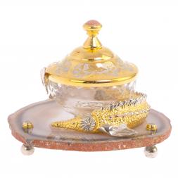 Икорница "Осетр" на агате Златоуст