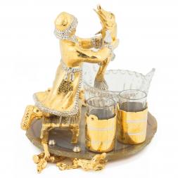 Икорница с 2 стопками &amp;quot;Емеля со щукой&amp;quot; камень агат Златоуст