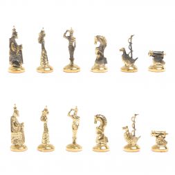 Шахматы "Итальянская война" фигуры бронза доска 28х28 см из мрамора и змеевика