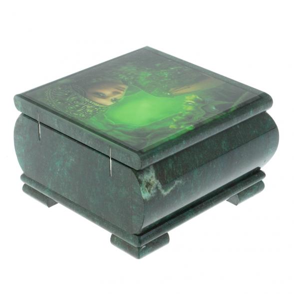 Шкатулка &amp;quot;Хозяйка медной горы&amp;quot; камень змеевик 13х13х8 см 128335