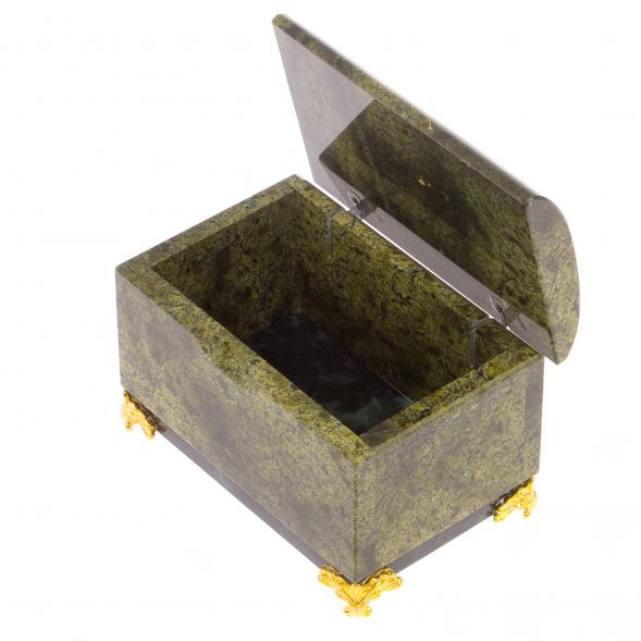 Шкатулка &amp;quot;Сундук&amp;quot; малый из змеевика на ножках 10х6,5х7 см 125787