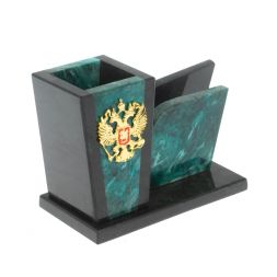 Карандашница из темно-зеленого змеевика 16х7х10 см