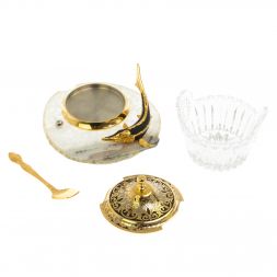 Икорница "Стерлядка" камень агат Златоуст