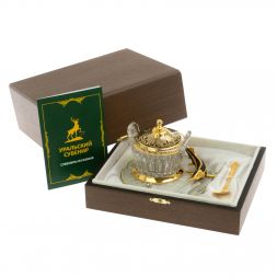 Икорница "Стерлядка" камень агат Златоуст