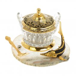 Икорница "Стерлядка" камень агат Златоуст