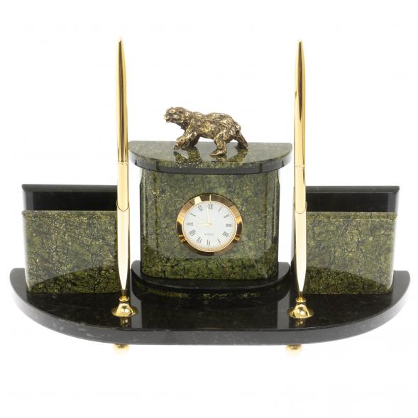 Письменный прибор &amp;quot;Медведь&amp;quot; из змеевика 129581