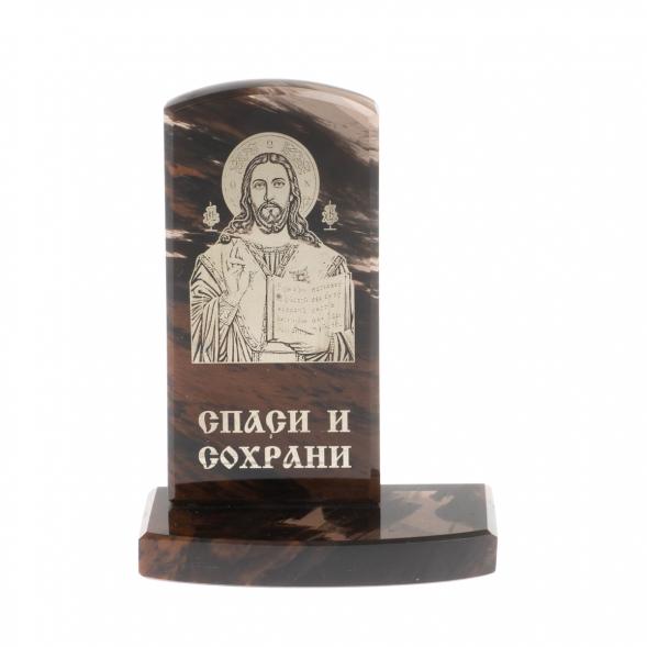 Икона настольная &amp;quot;Спаситель&amp;quot; камень обсидиан 129655