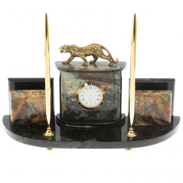 Настольный прибор &amp;quot;Гепард&amp;quot; из офиокальцита 129711