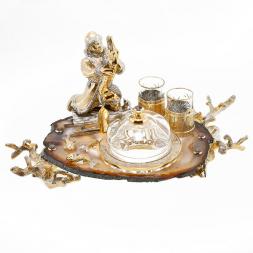 Икорница &amp;quot;По щучьему велению&amp;quot; агат с ложкой Златоуст