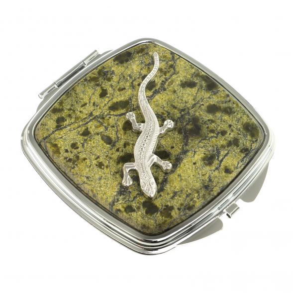 Зеркало закругленное из змеевика прямая ящерица цвет серебро 124190