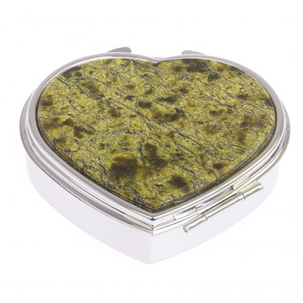 Таблетница &amp;quot;Сердце&amp;quot; на 3 отделения змеевик цвет серебро 125088