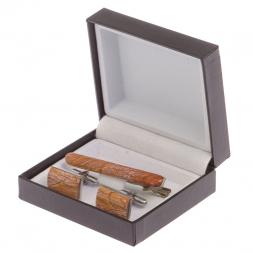 Набор запонки прямоугольные и зажим для галстука камень яшма