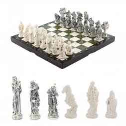 Шахматы декоративные &amp;quot;Русские сказки&amp;quot; камень змеевик мрамор 40х40 см