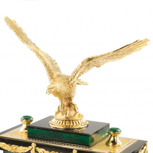 Настольный набор &amp;quot;Орел&amp;quot; из малахита 120467