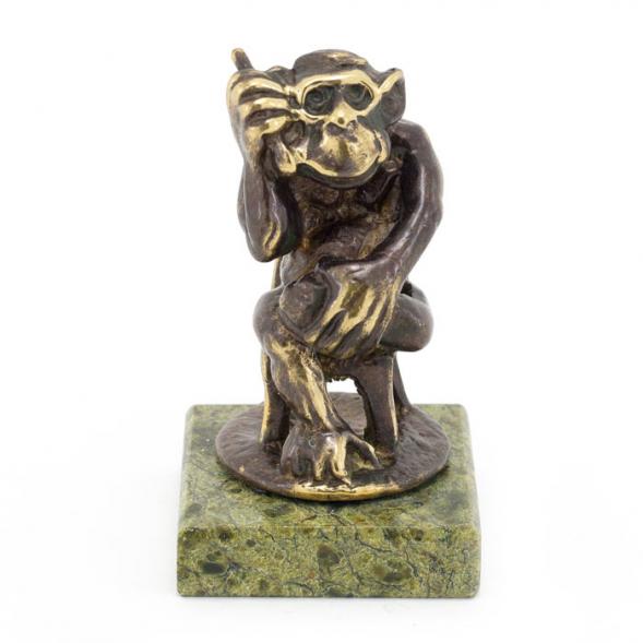 Статуэтка &amp;quot;Обезьяна с телефоном&amp;quot; из бронзы и змеевика 116181