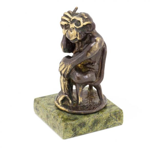 Статуэтка &amp;quot;Обезьяна с телефоном&amp;quot; из бронзы и змеевика 116181