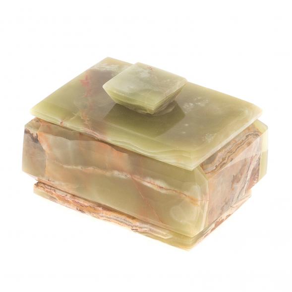 Шкатулка из оникса зелено-коричневая 10,5х7х6,5 см (3х4) 124655