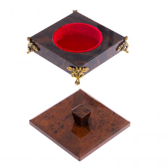 Шкатулка из обсидиана на ножках 12х12х5,5 см 124726