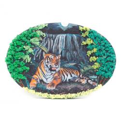 Панно из камня на подставке "Тигр у водопада"