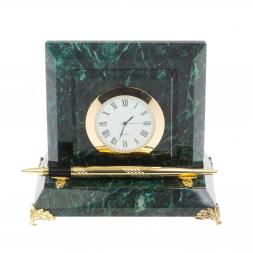Настольные часы из змеевика 16х10х13,5 см