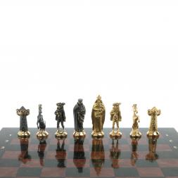 Шахматы "Средневековье" доска 40х40 см из змеевика и лемезита