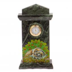 Часы &amp;quot;Медведь&amp;quot; змеевик бронза